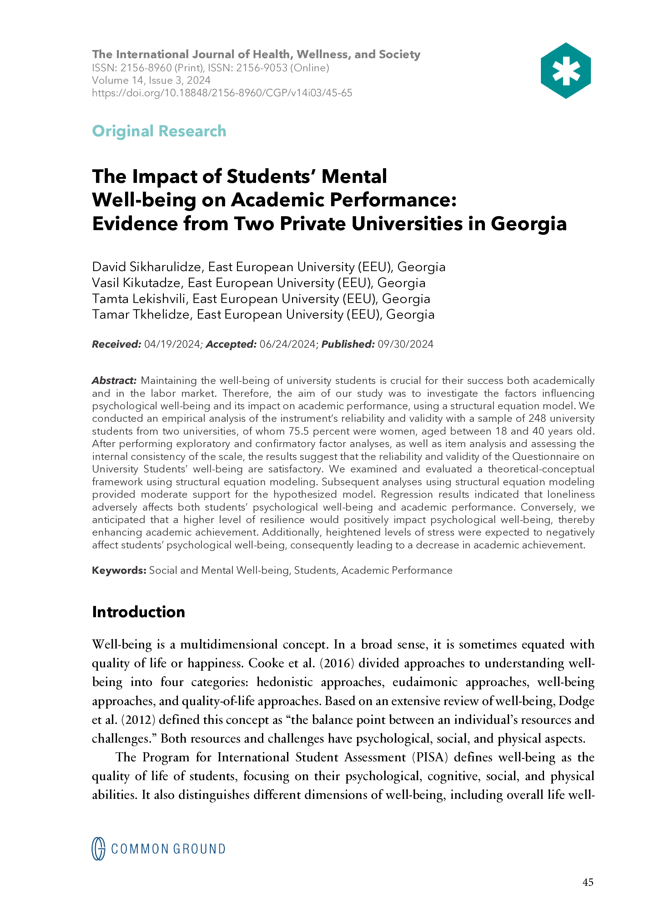 The Impact of Students’ Mental Well-being on Academic Performance ...