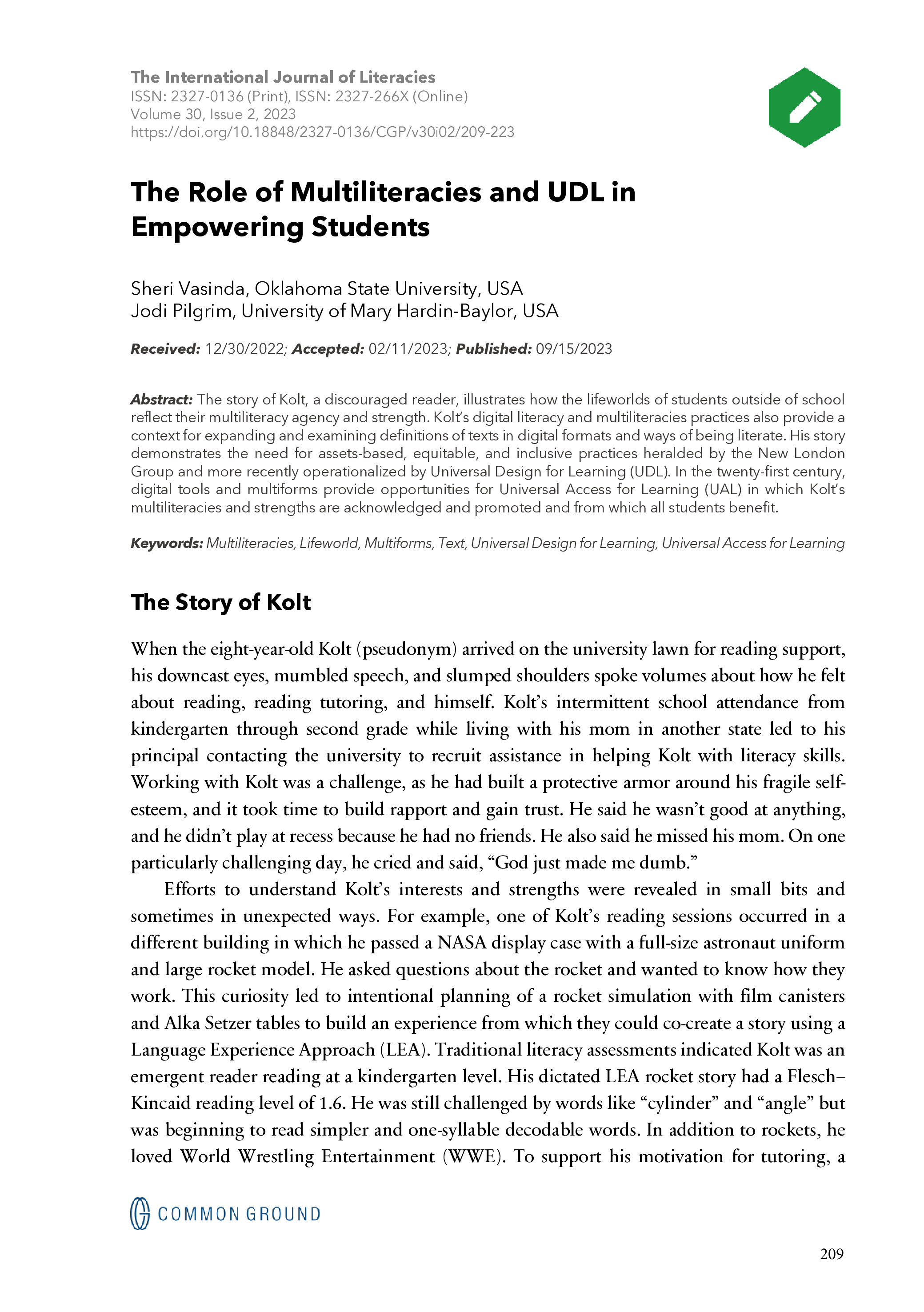 The Role of Multiliteracies and UDL in Empowering Students - Article ...