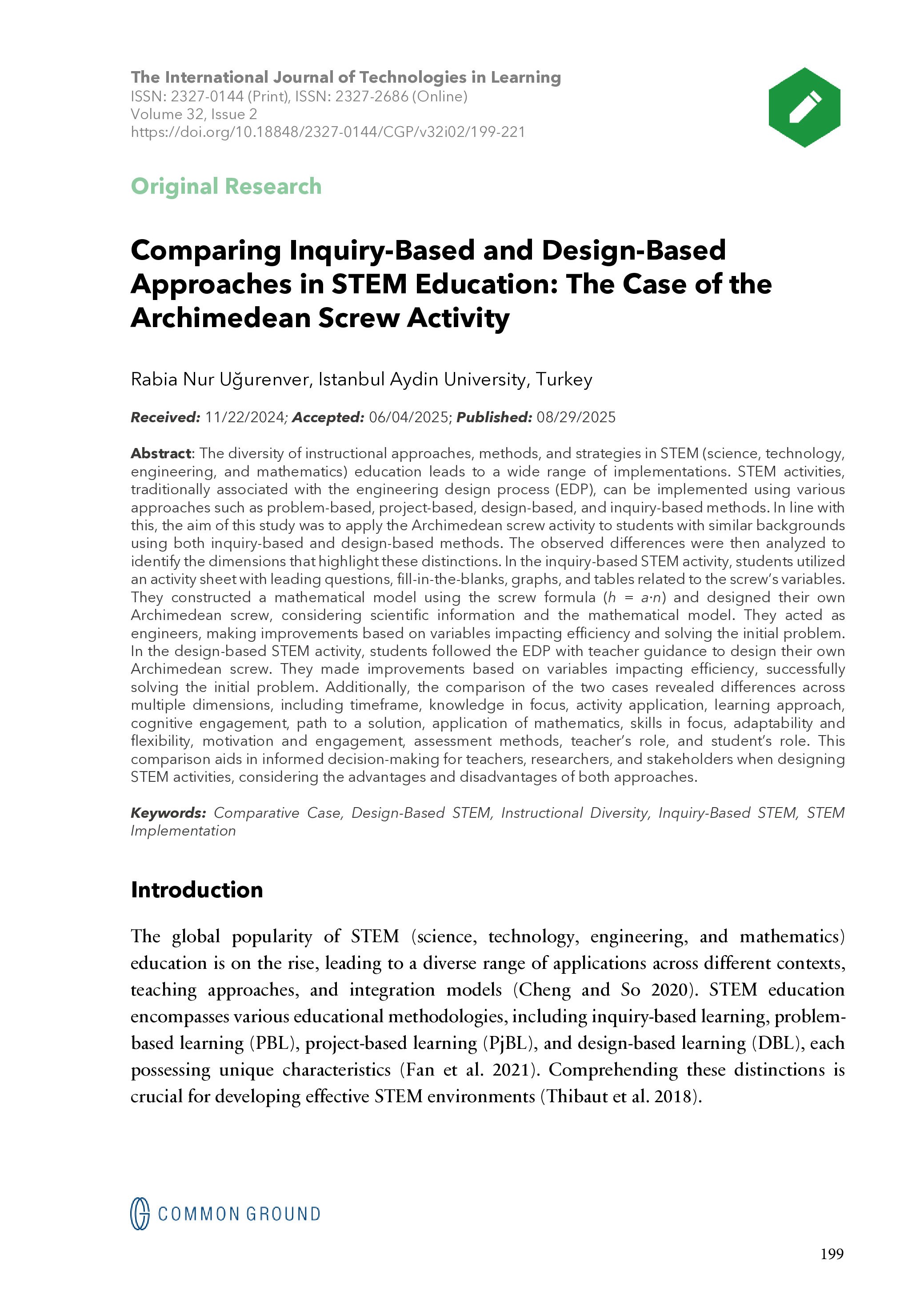 Comparing Inquiry-Based and Design-Based Approaches in STEM Education ...