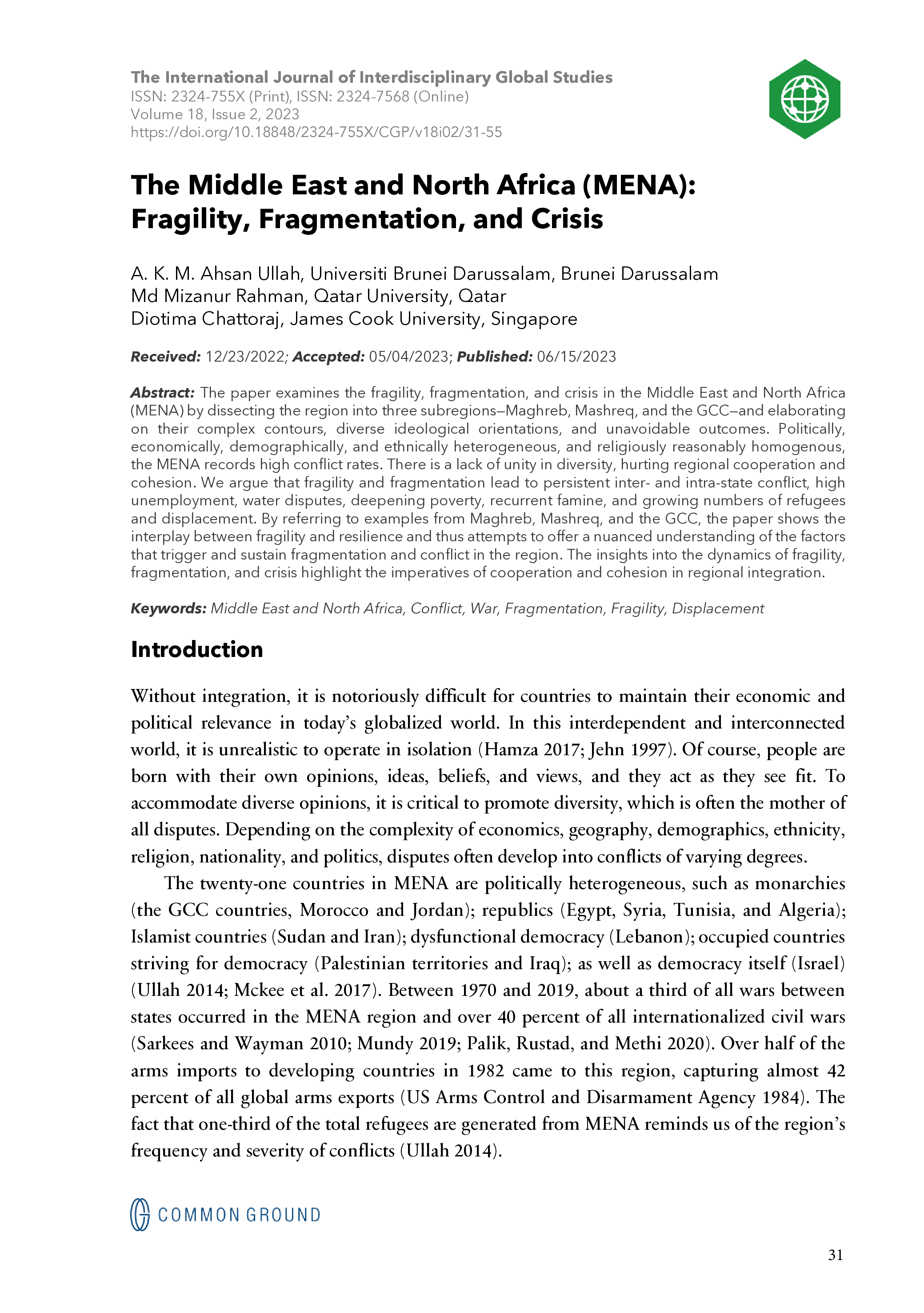 The Middle East and North Africa (MENA) - Article - CGScholar