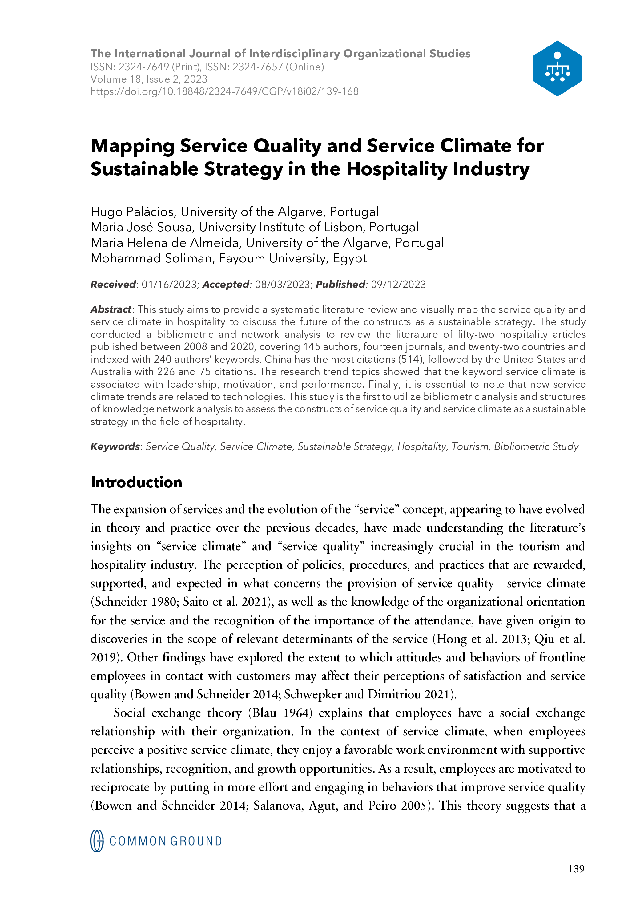 Mapping Service Quality and Service Climate for Sustainable Strategy in ...