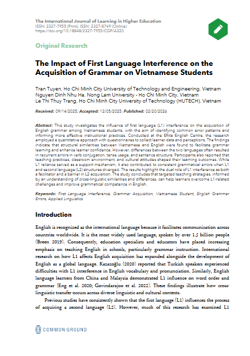 The Impact of First Language Interference on the Acquisition of Grammar ...