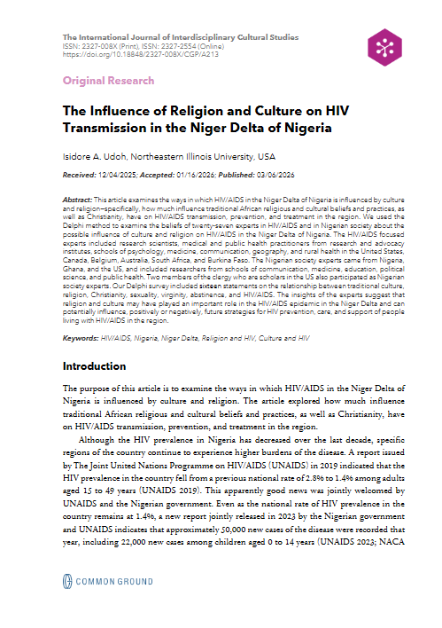 The Influence of Religion and Culture on HIV Transmission in the Niger ...