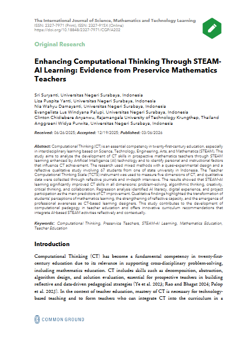 Enhancing Computational Thinking Through STEAM-AI Learning - Article ...