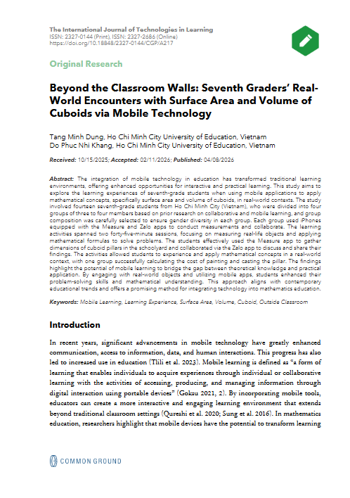 Beyond the Classroom Walls - Article - CGScholar