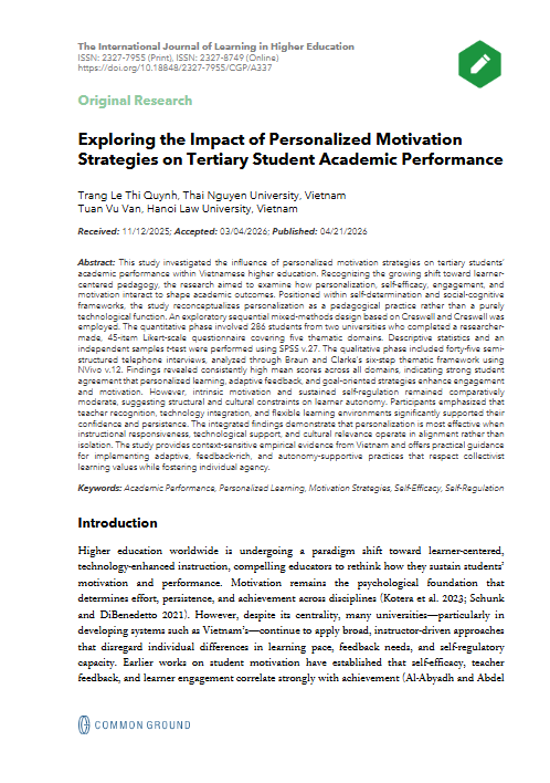Exploring the Impact of Personalized Motivation Strategies on Tertiary ...