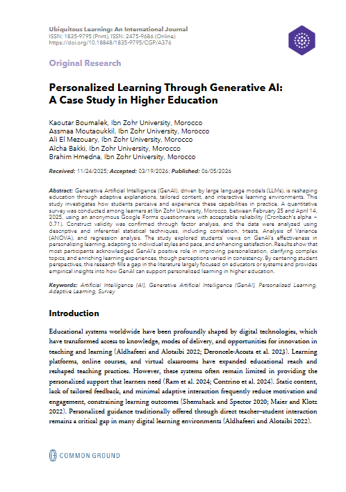 Personalized Learning Through Generative AI - Article - CGScholar